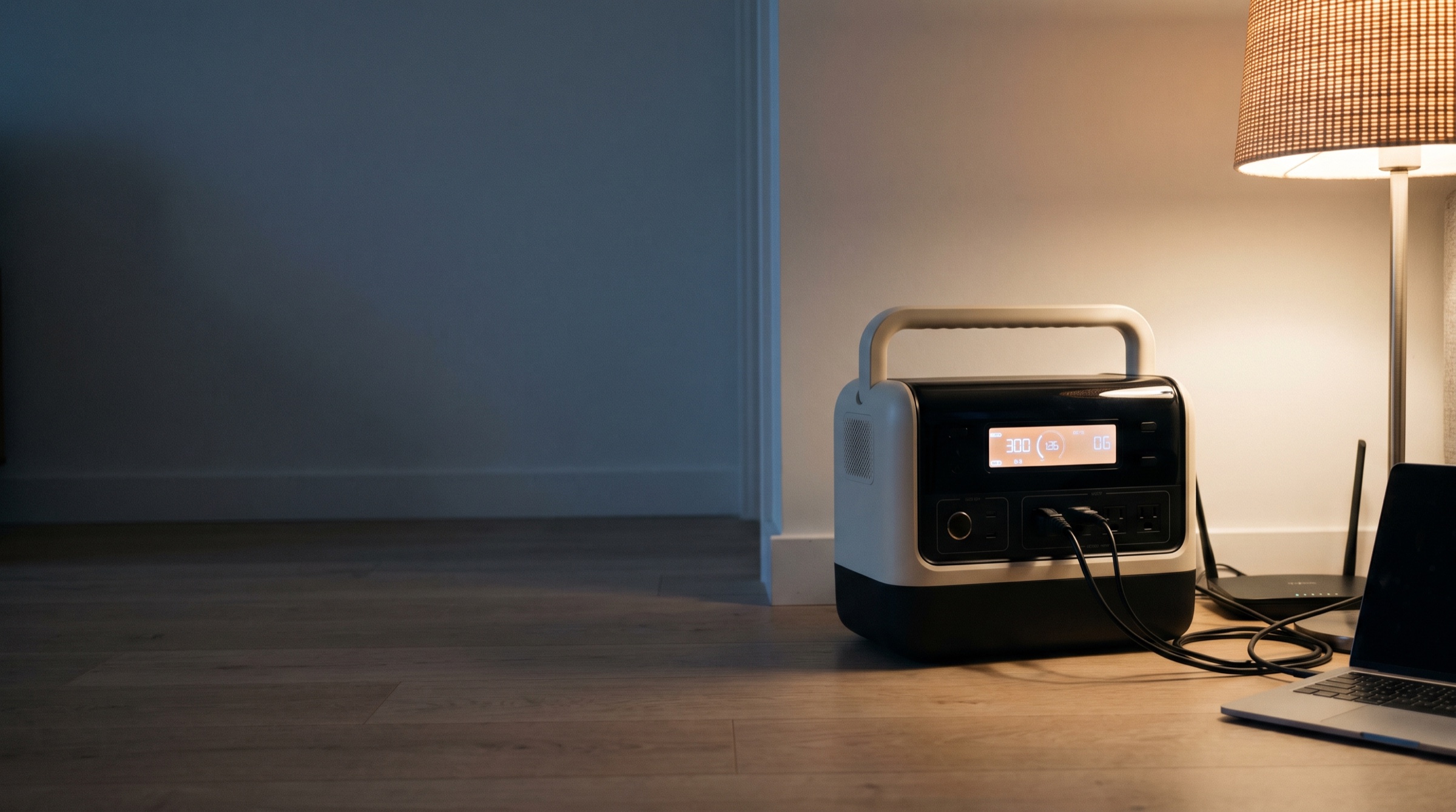 NexvoGrid Pro700 taşınabilir güç kaynağı, ev ortamında modem ve dizüstü bilgisayara enerji verirken